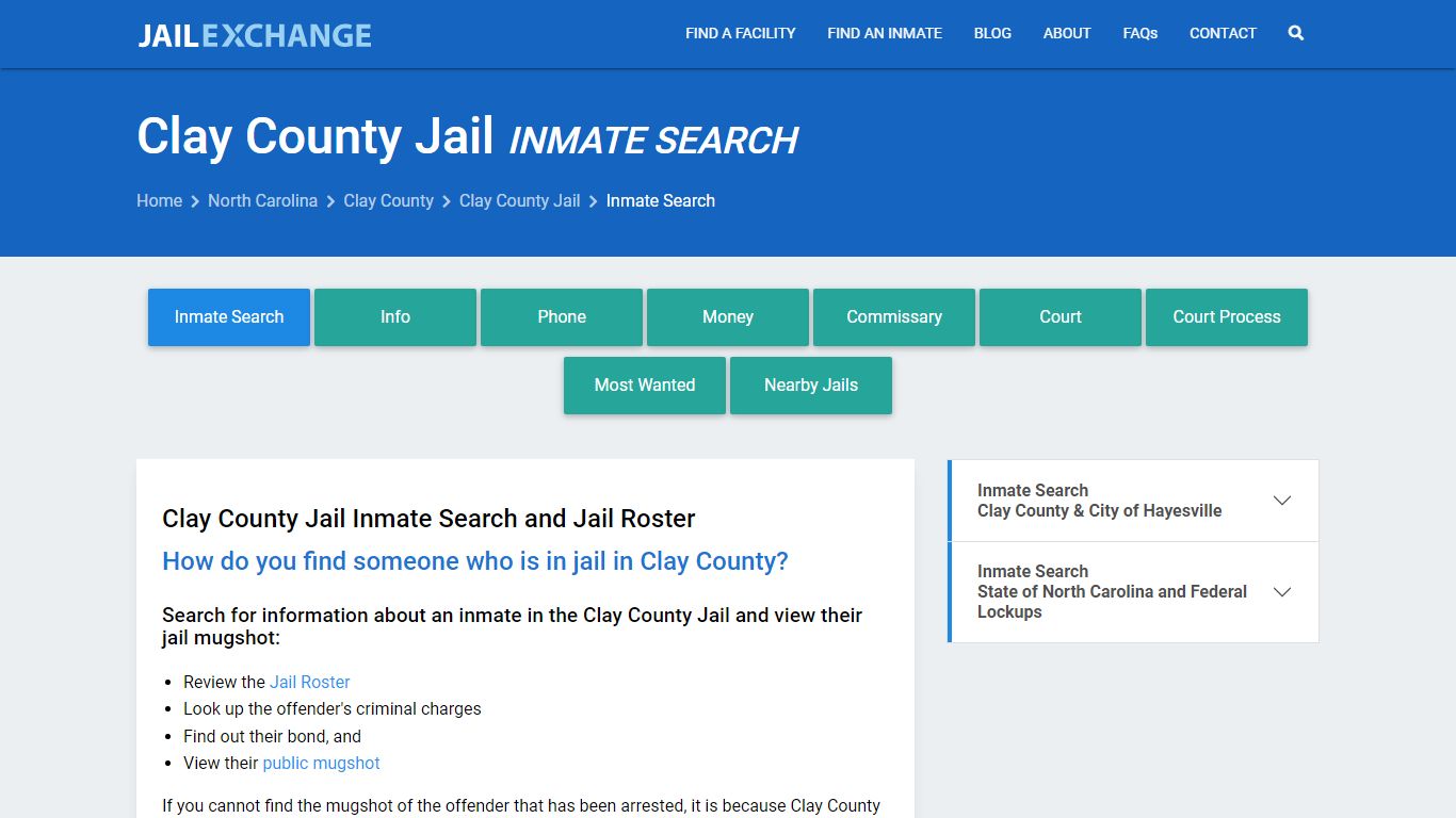 Inmate Search: Roster & Mugshots - Clay County Jail, NC